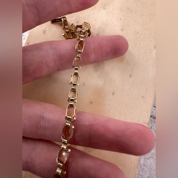 Vintage Elegant 10k Gold Citrine Tennis Bracelet - Picture 10 of 11